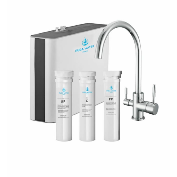 Under sink water filter with 3 way tap,  includes installation
